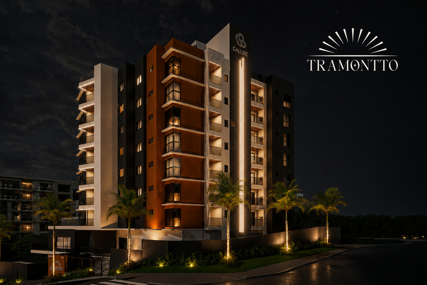Fachada do Tramontto, empreendimento da Calure no Tingui, em Curitiba, com opção de crédito associativo.